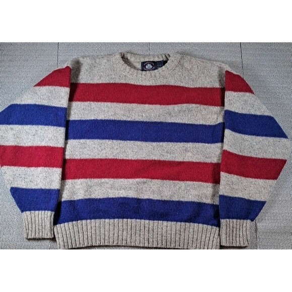 Aspetuck Trading Wool Striped Sweater Women's Mens XL Ragg Wool USA Made - Picture 1 of 5